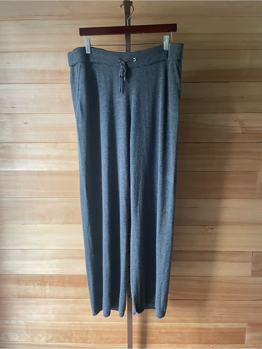 Women’s Calvin Klein Gray Knit Drawstring Pants XL Wool Blend
